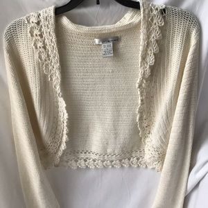 WD NY crocheted cream shrug
